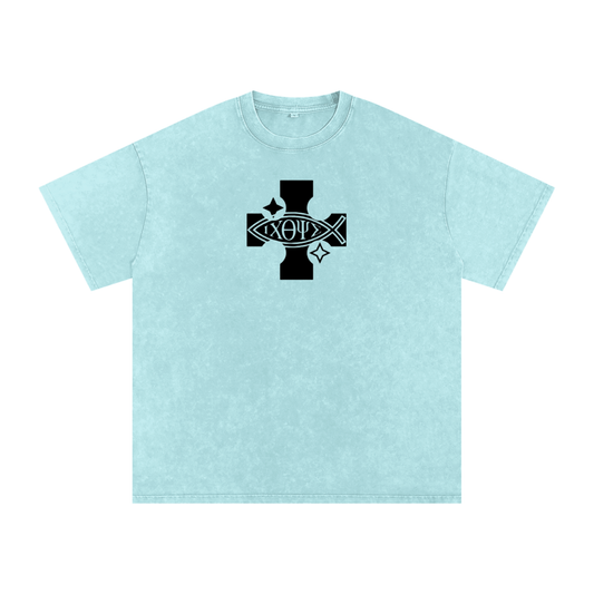 Snow Washed Oversized Cotton T-Shirt